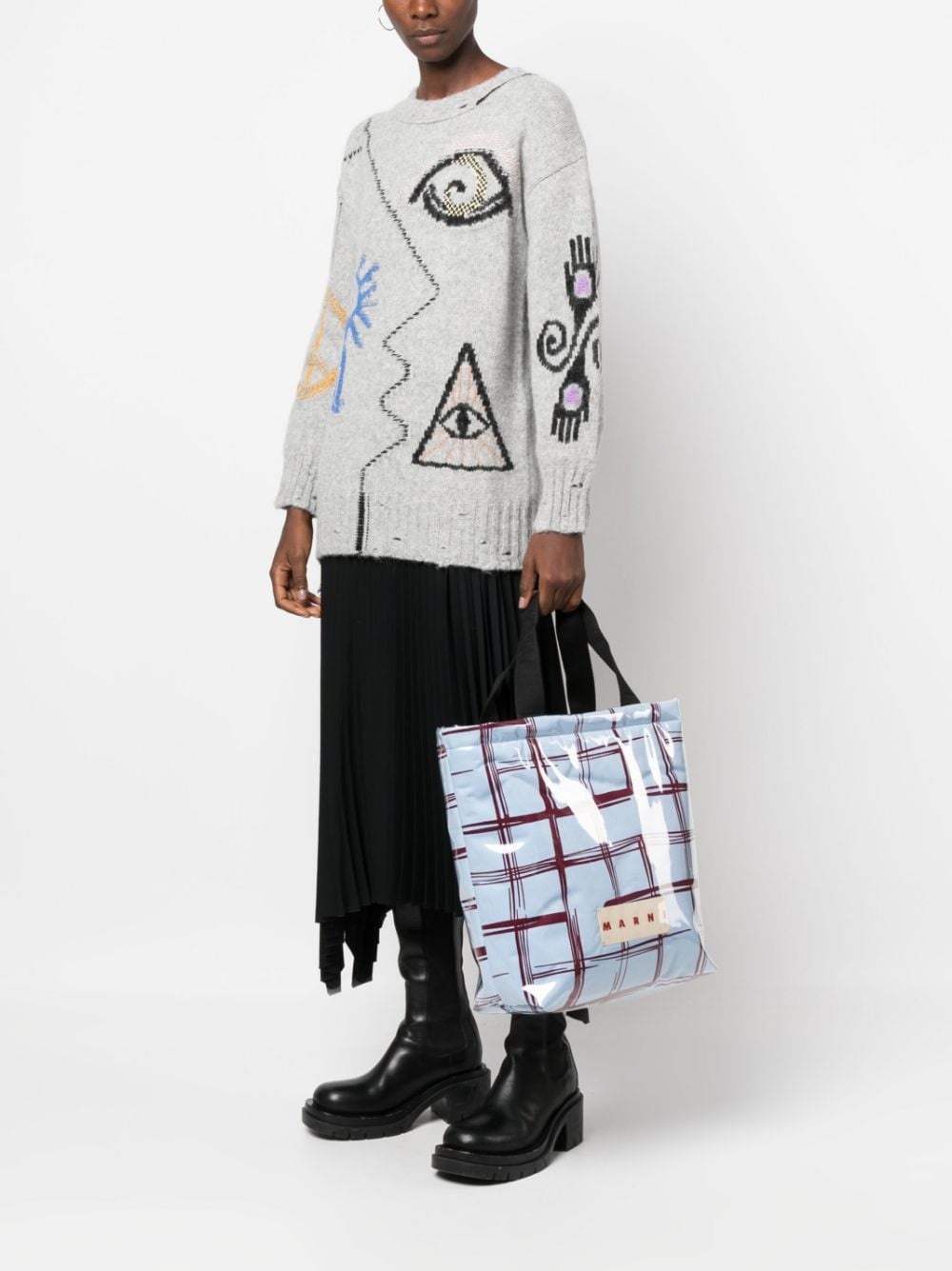checked padded-design tote bag - 2