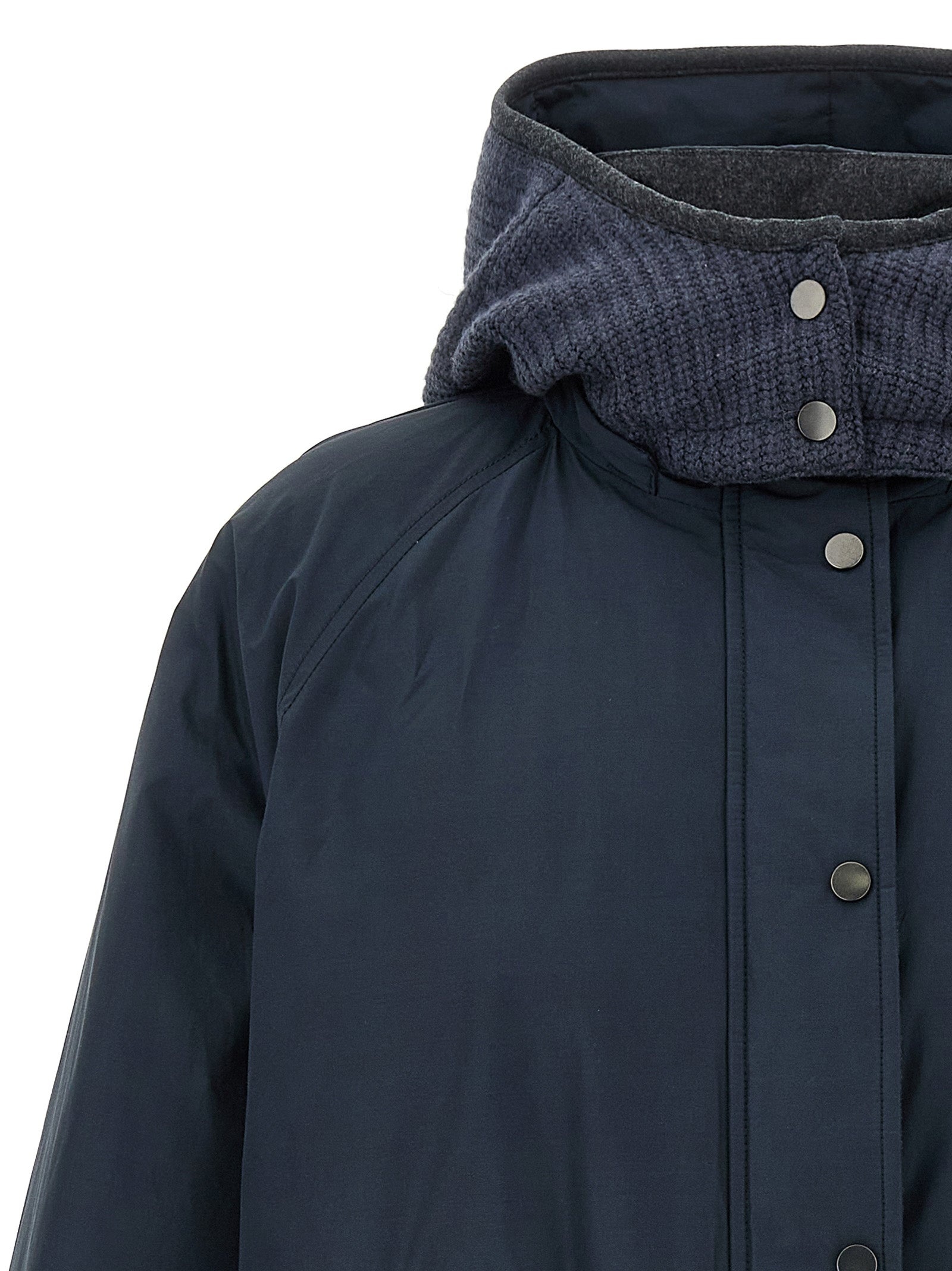Knitted Hooded Down Jacket Puffer Jackets Blue - 4