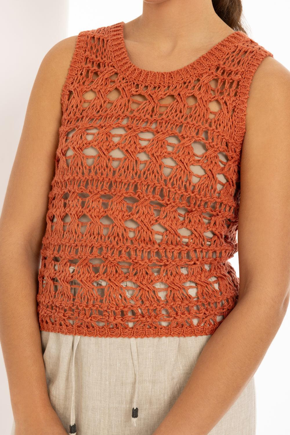 Open Work Knit Vest - 3