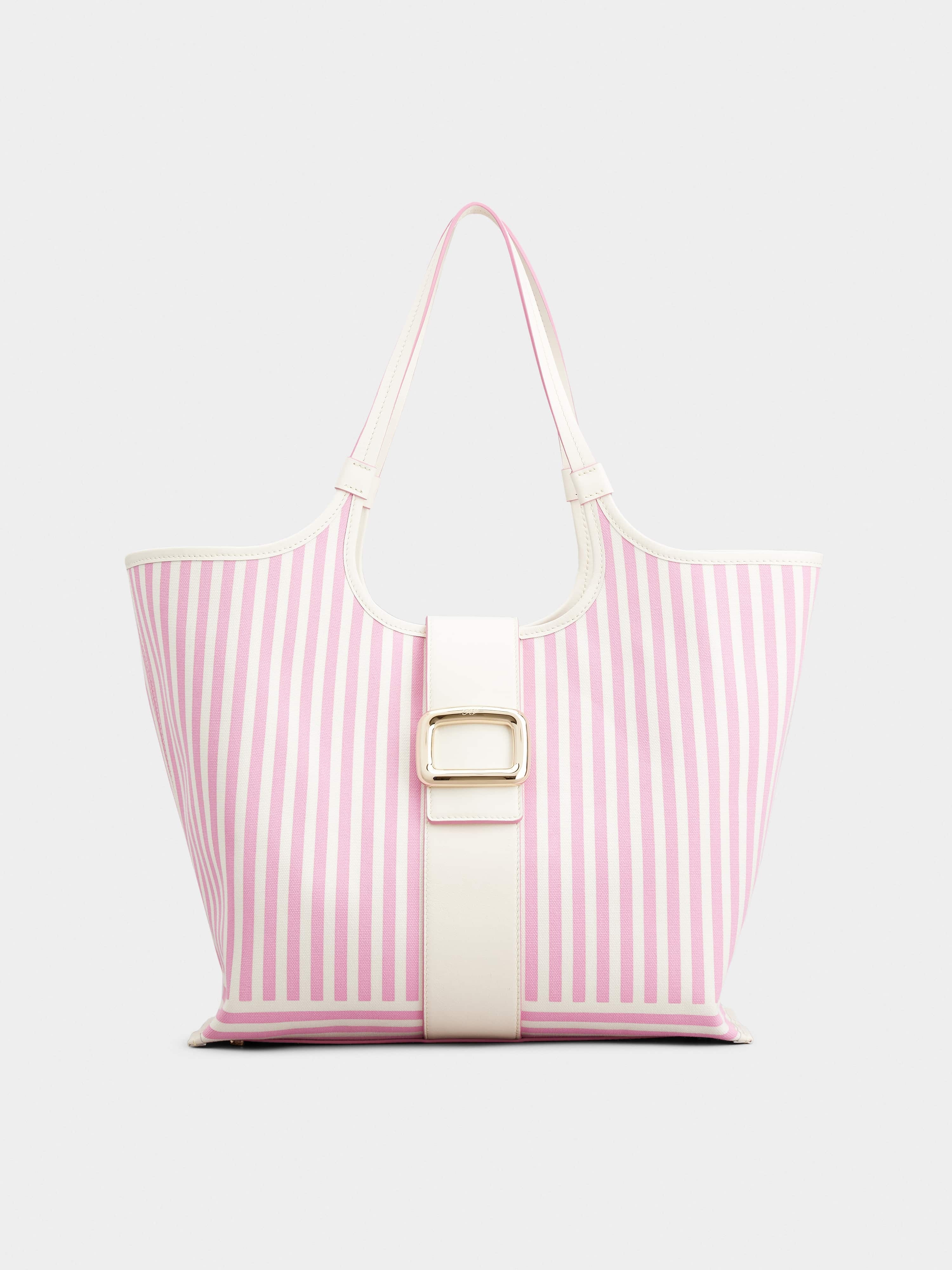 Viv' Choc Summer Stripes Medium Shopping Bag in Fabric - 1