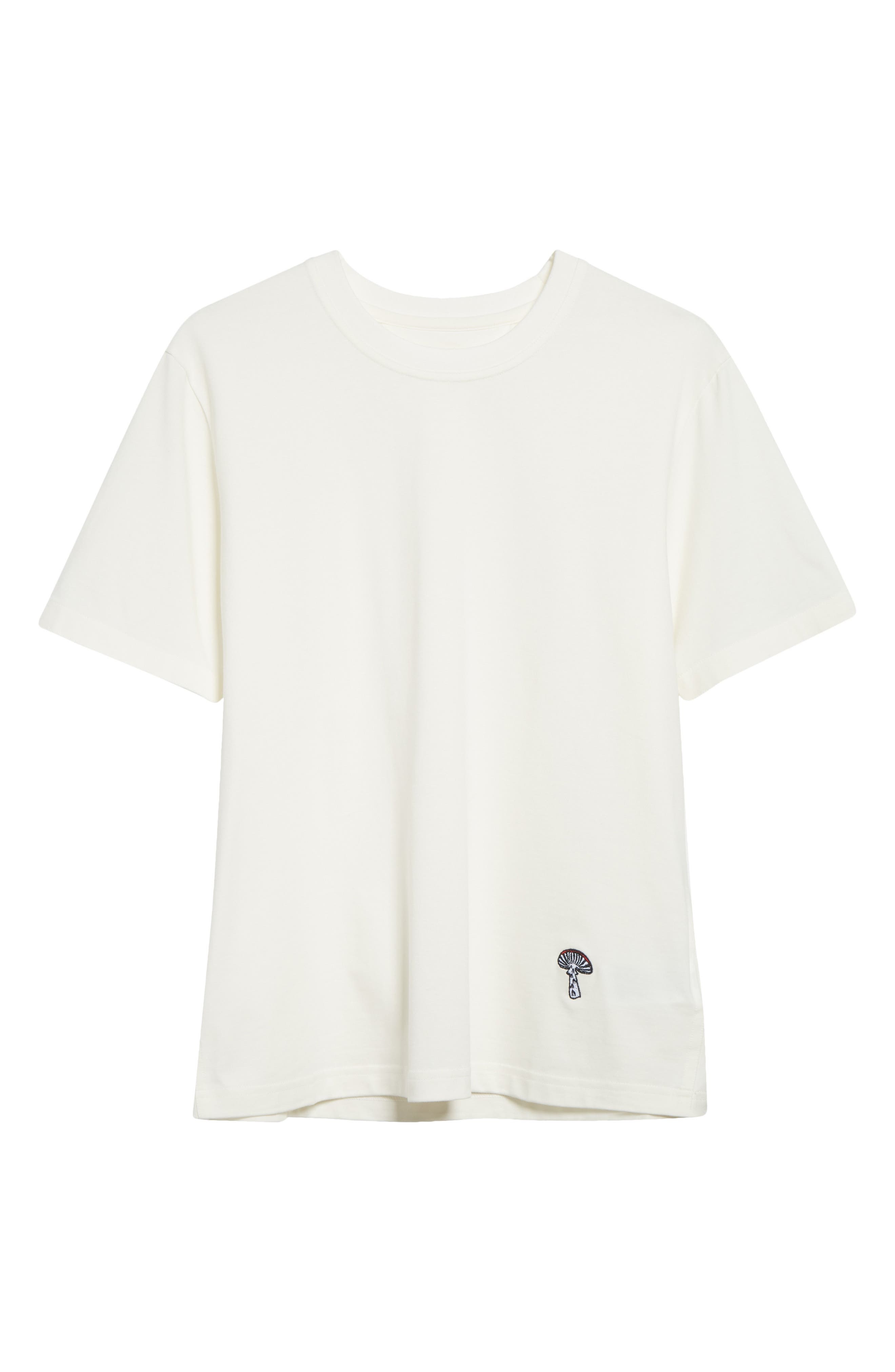 Bottega Veneta Embroidered Mushroom Pima Cotton Jersey T-Shirt in 9071 Chalk at Nordstrom - 5