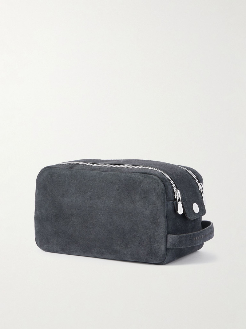 Brunello Cucinelli Suede Wash Bag Black outlook