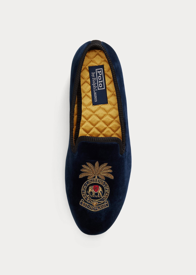 Paxton Crest Velvet Slipper 4