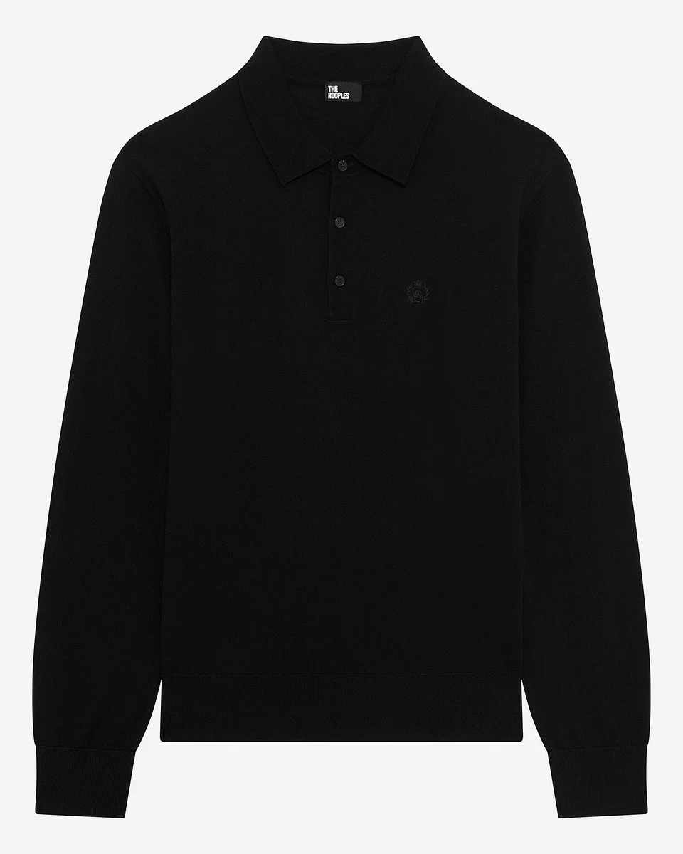 BLACK MERINO WOOL POLO-NECK SWEATER - 1