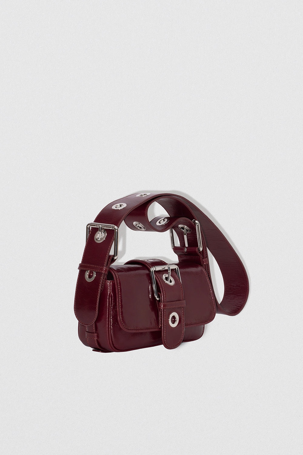 Eloise Sour Cherry Creased Calf Leather Shoulder Bag - 3