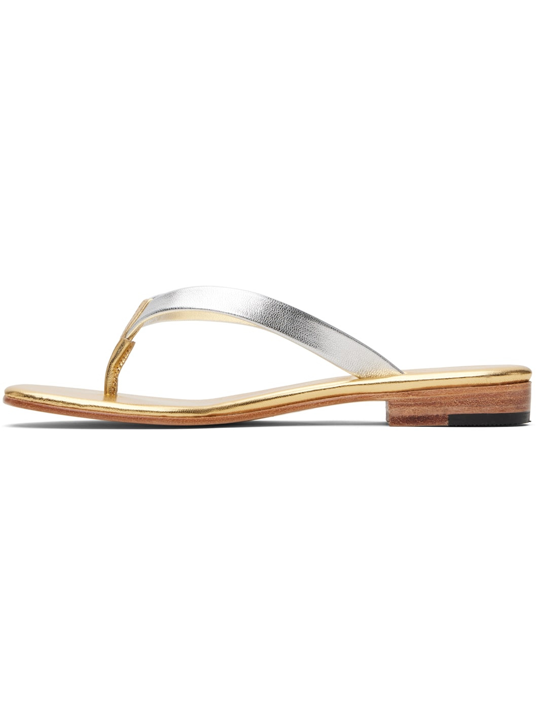 Silver & Gold Leather Flip-Flops - 3