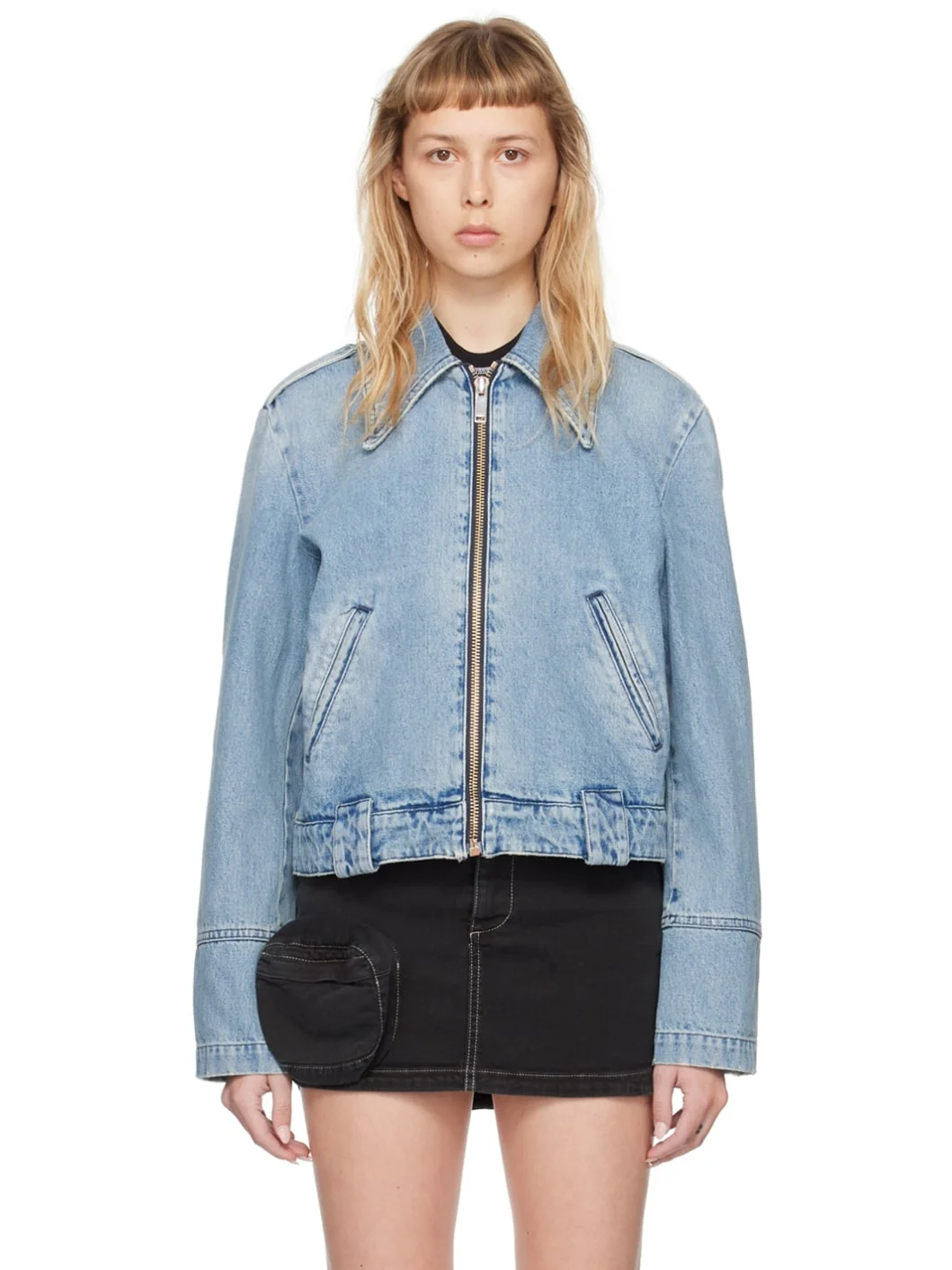 Blue Oversized Denim Biker Jacket - 1