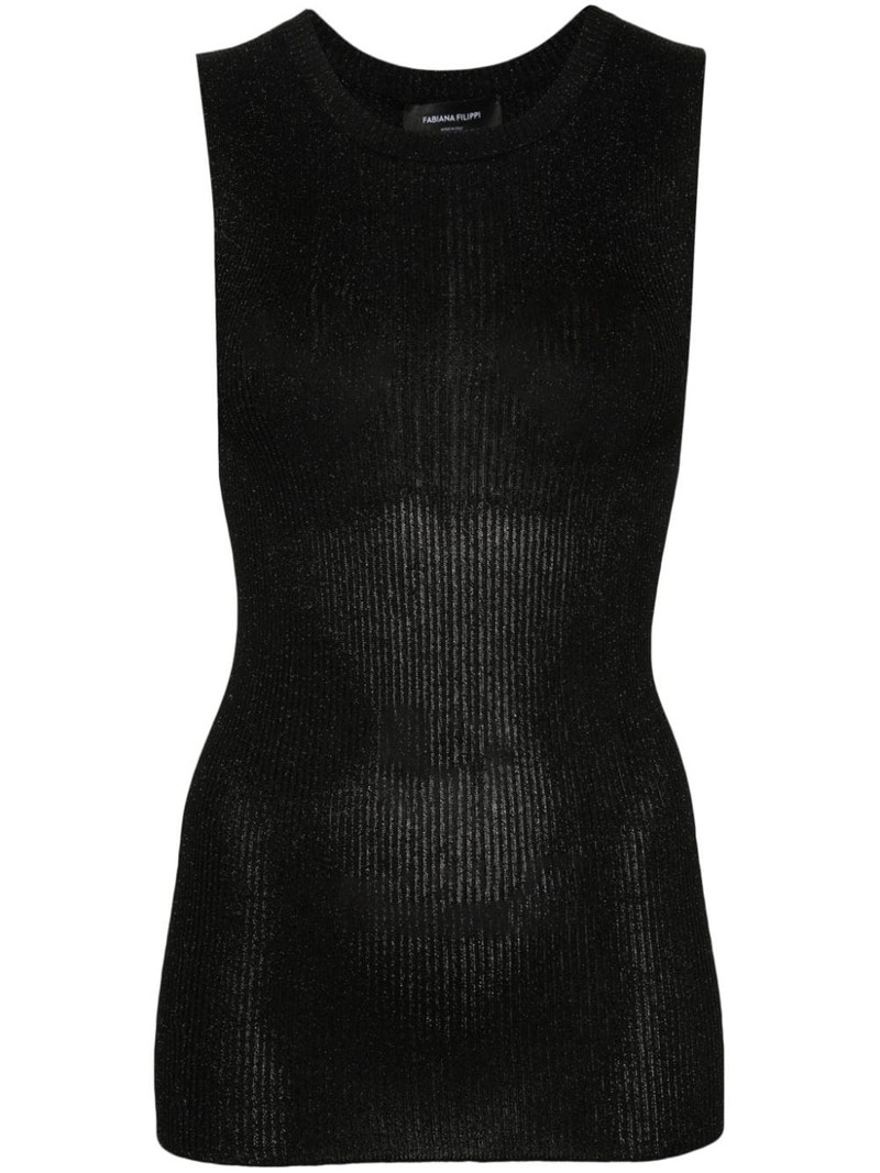 metallic-thread ribbed tank top 1