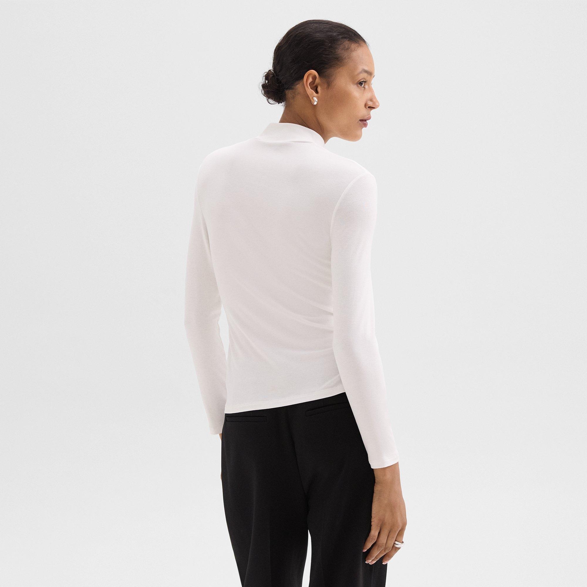 Mock Neck Top in Rib Knit Viscose - 4