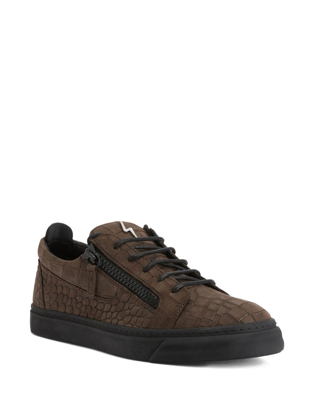 Frankie crocodile-effect zip sneakers - 2