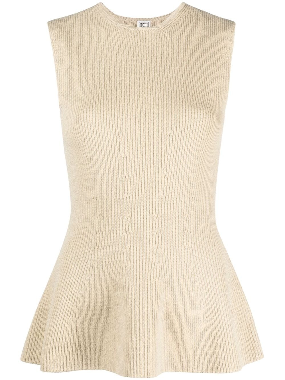 ribbed-knit peplum top - 1