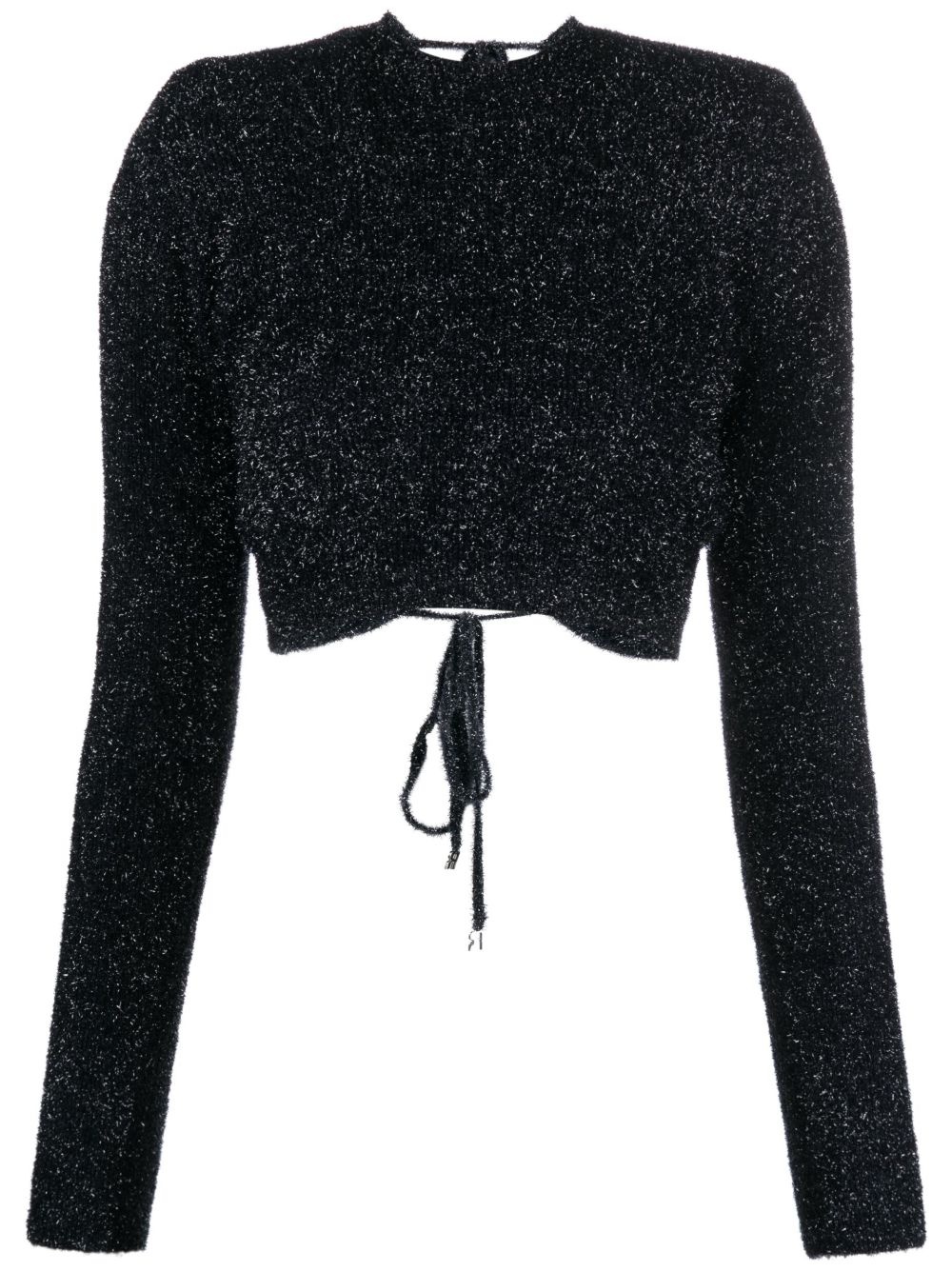 glitter-knit open-back cropped top - 1