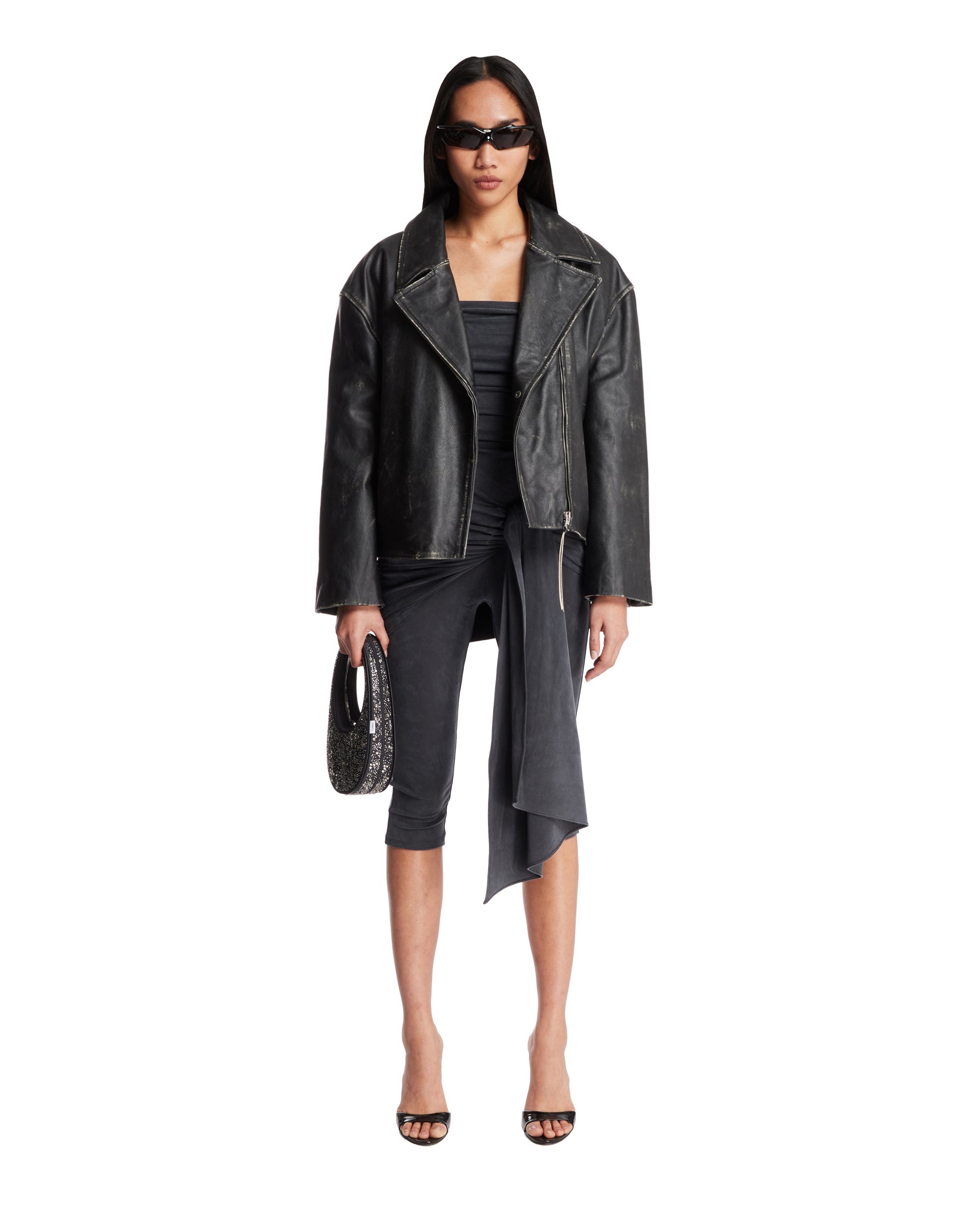 Black Oversized Biker Jacket - 2