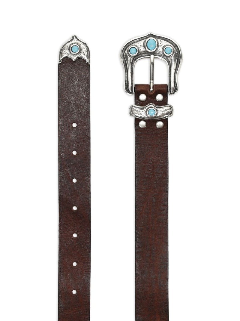 FORTELA turquoise embellishment calfskin belt outlook
