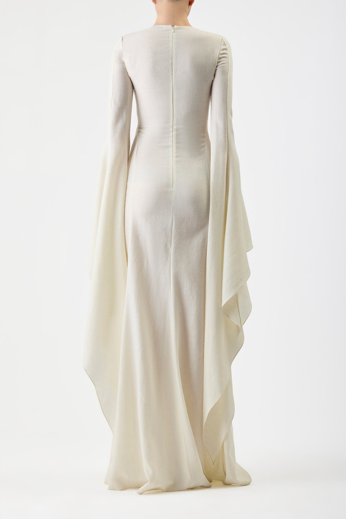Sigrud Draped Dress in Silk Wool Gauze - 4