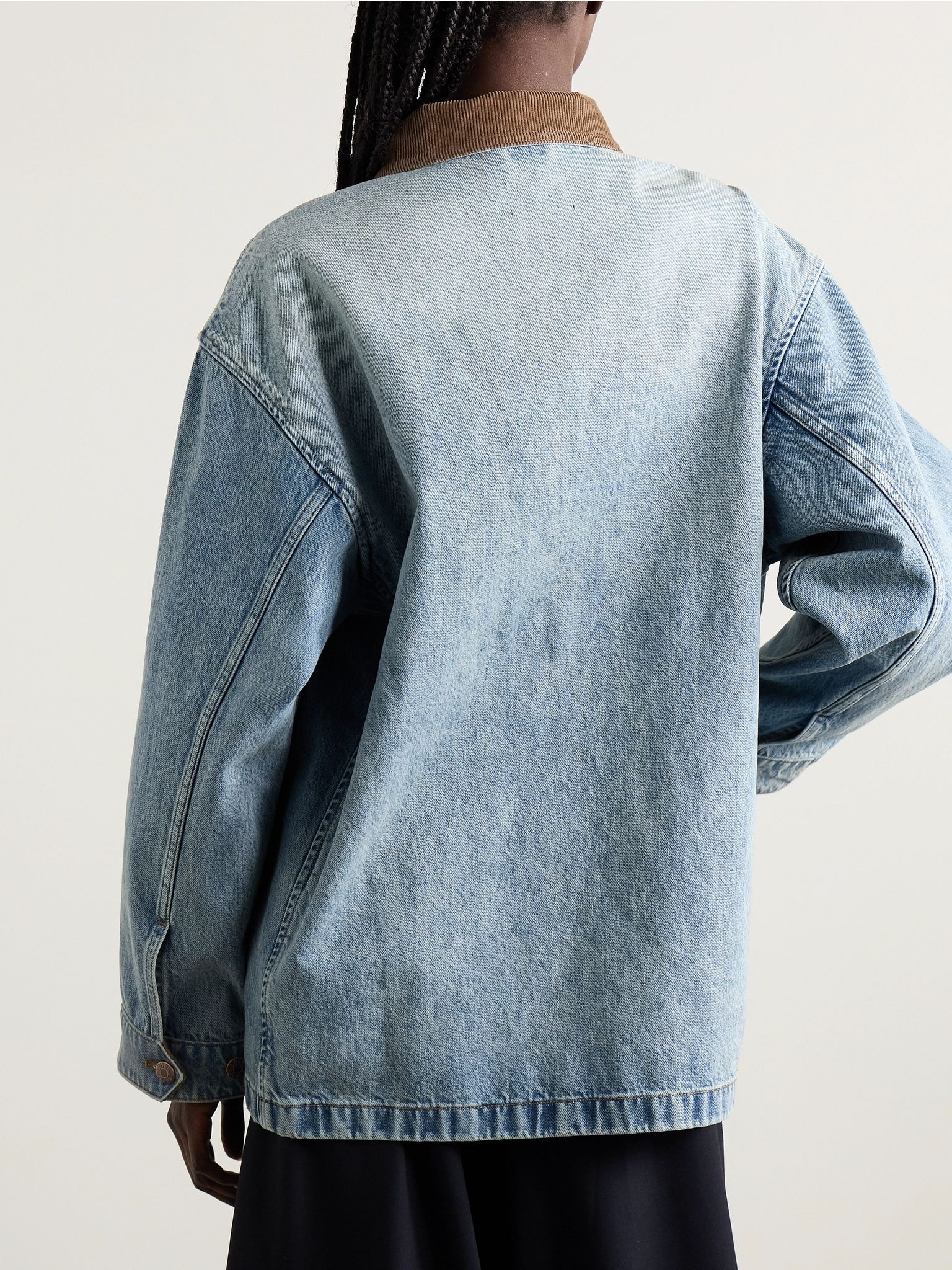 Pascual corduroy-trimmed denim jacket Dark denim - 4