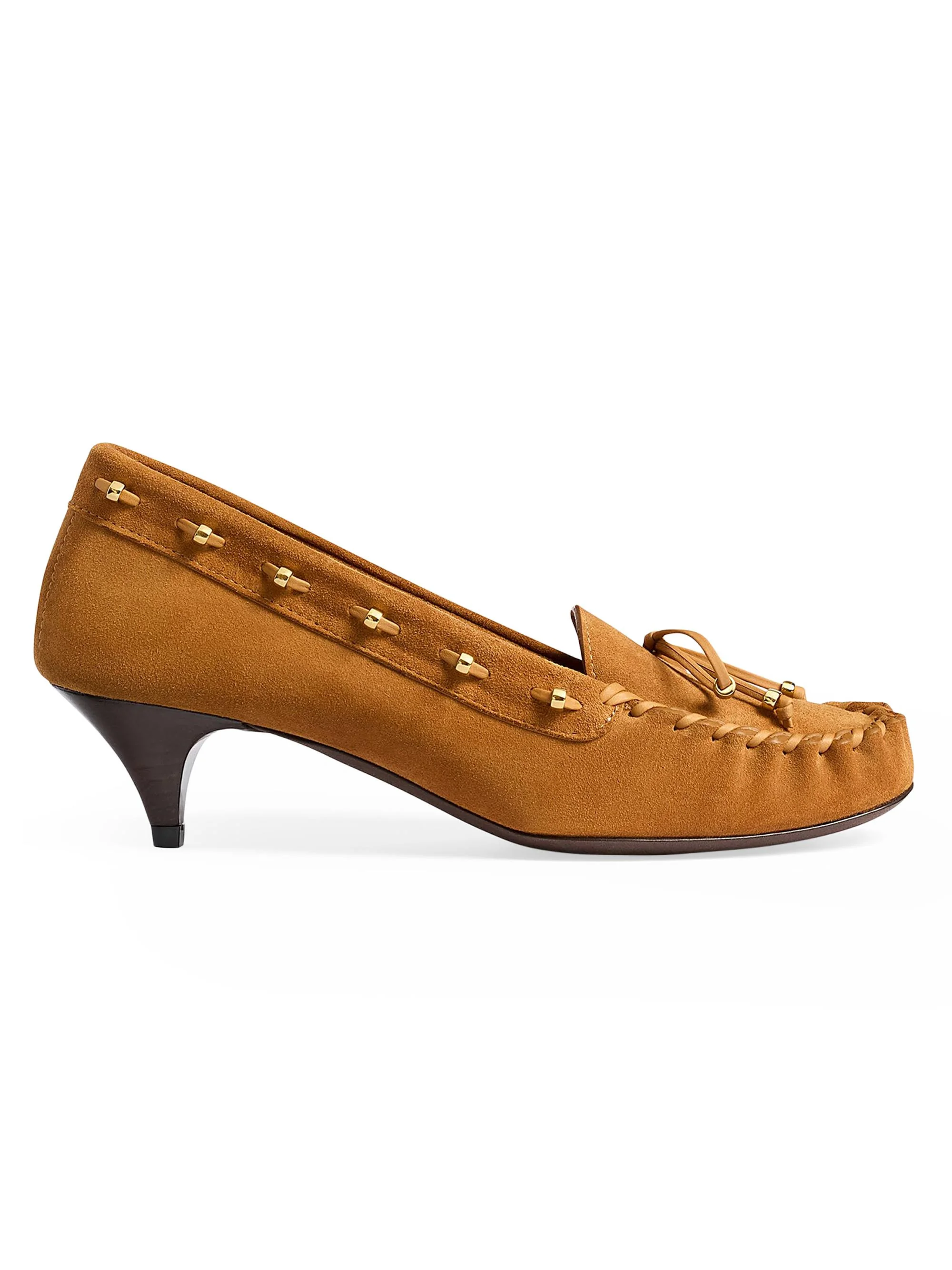 Women's Milly 45MM Suede Moccasin-Style Pumps - Caramel - 1