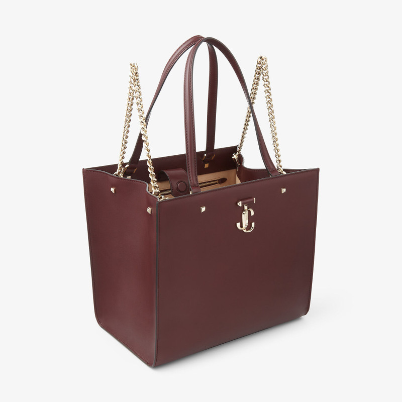 Varenne Tote Bag
Burgundy Fine Shiny Calf Leather Logo Tote Bag with Light Gold JC Emblem 5