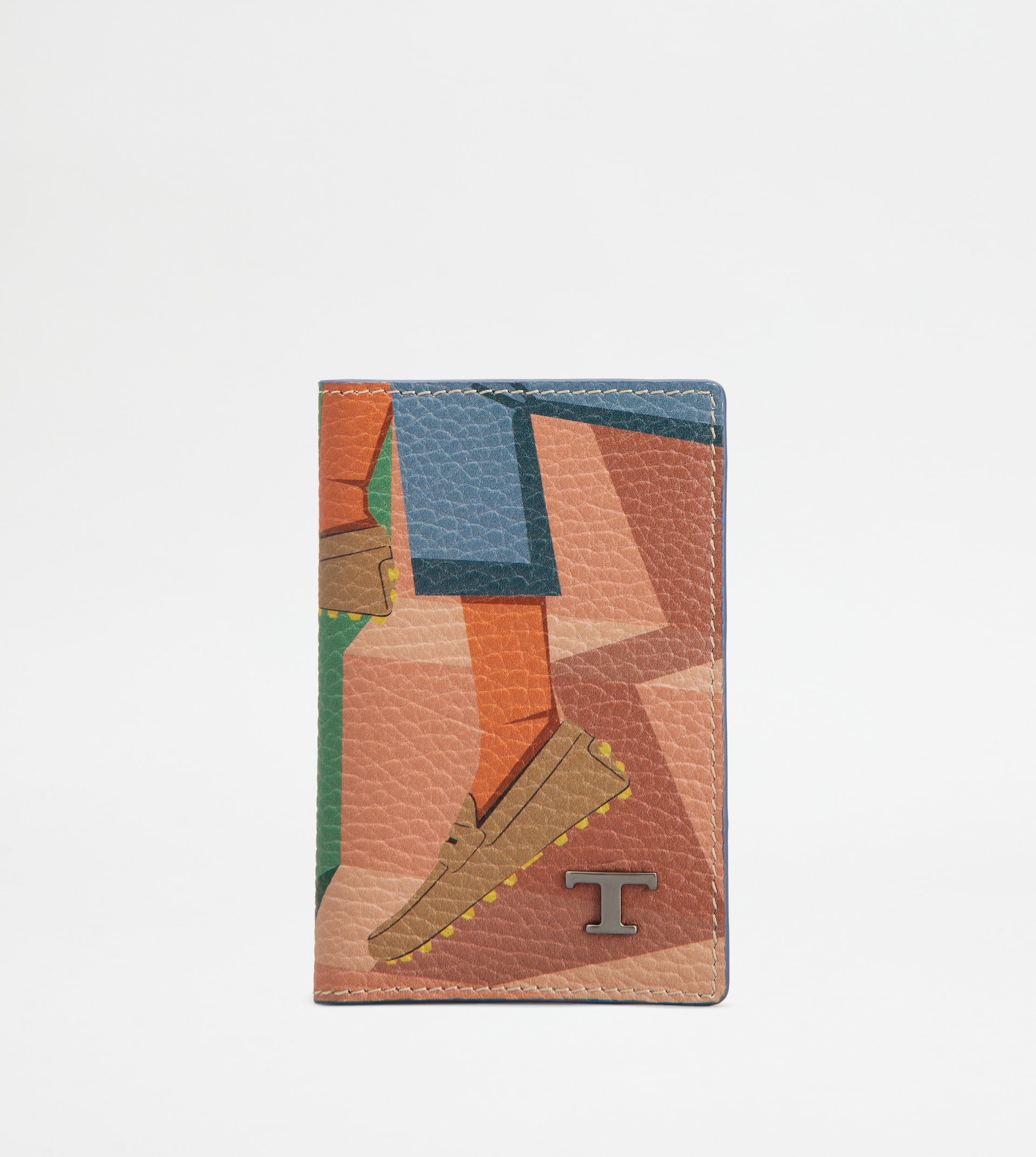CARD HOLDER IN LEATHER - PINK, GREEN - 1