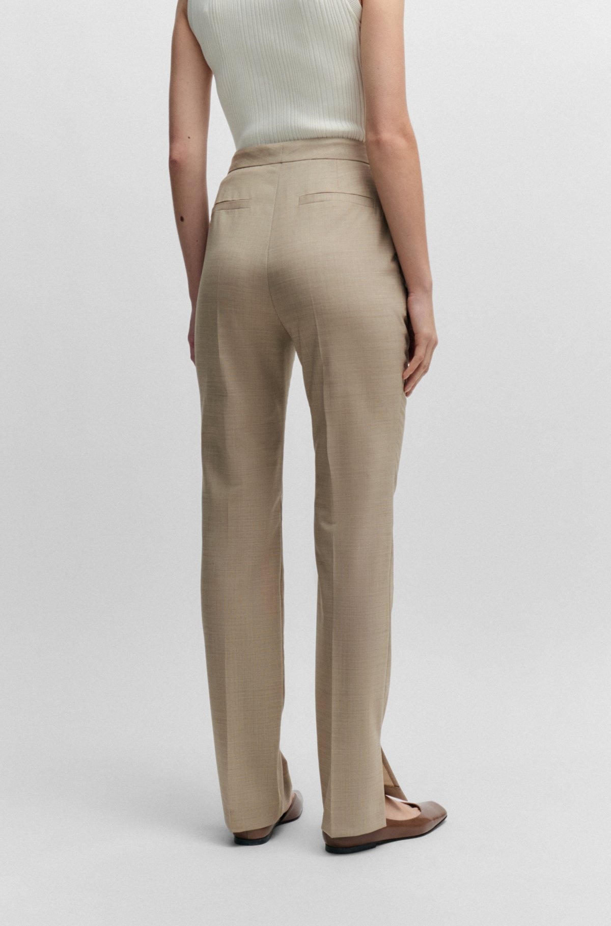 SLIM-FIT TROUSERS IN ITALIAN VIRGIN-WOOL SHARKSKIN - 4