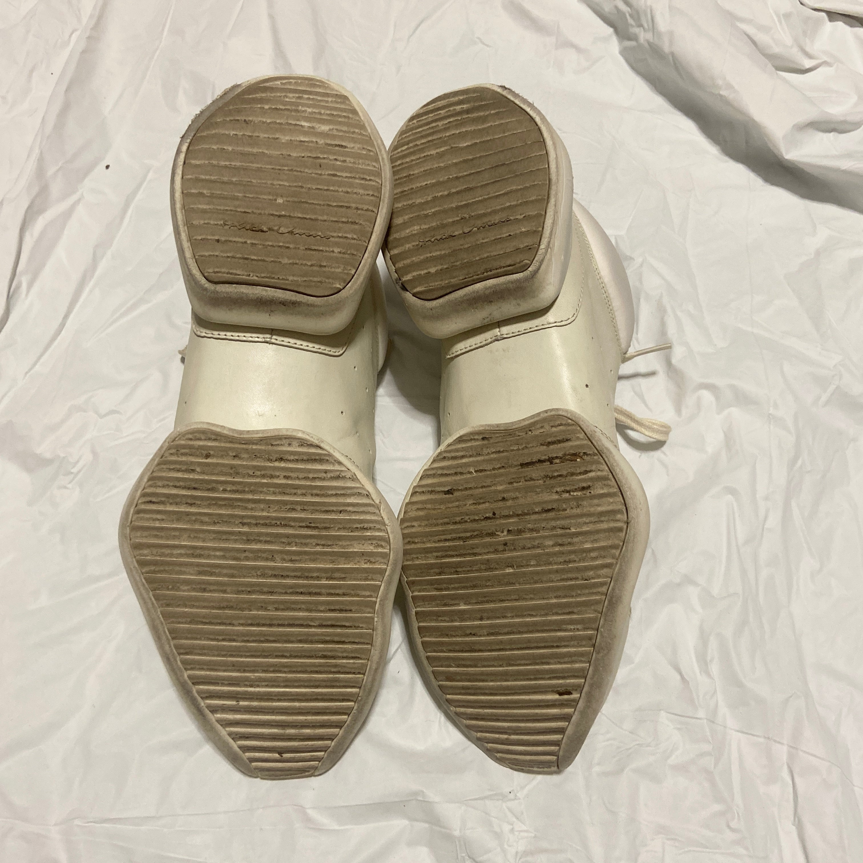 Rick owens adidas white leather suede runner 43.5 - 6
