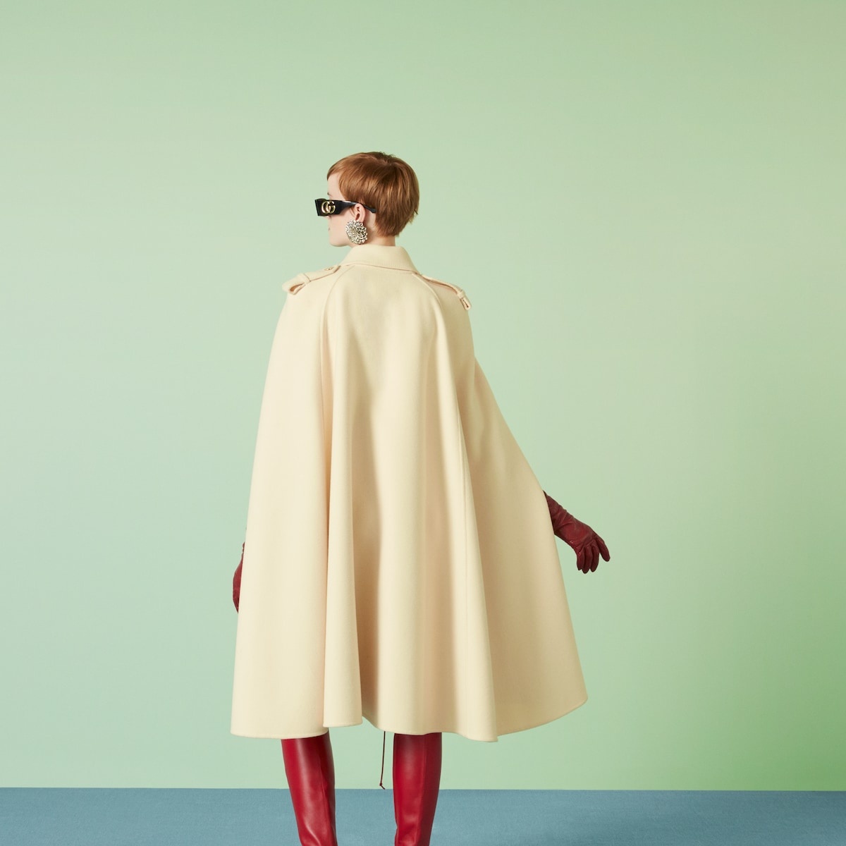 Wool coat with cape sleeves - 6