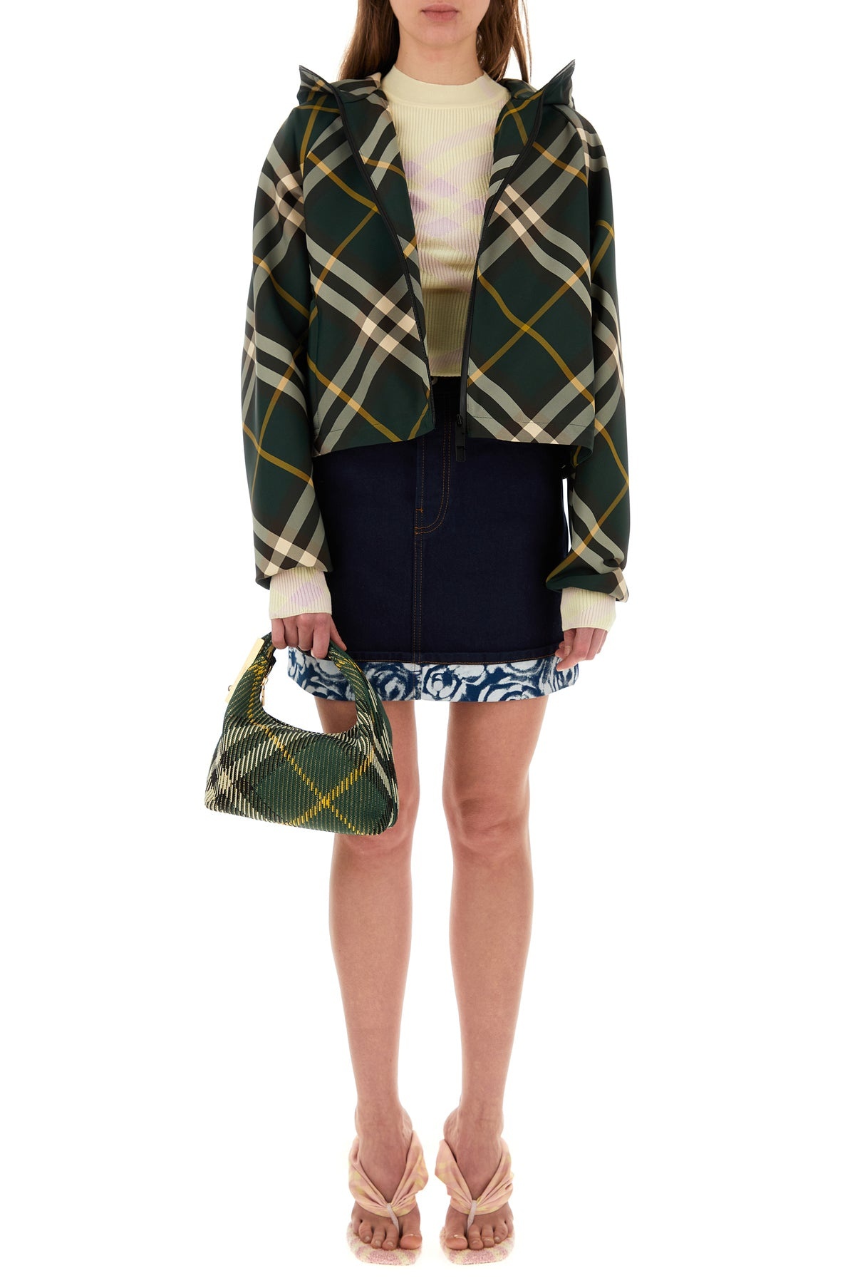 Dark blue denim mini skirt - 6
