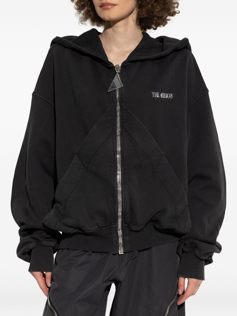 front-zip cotton hoodie - 3