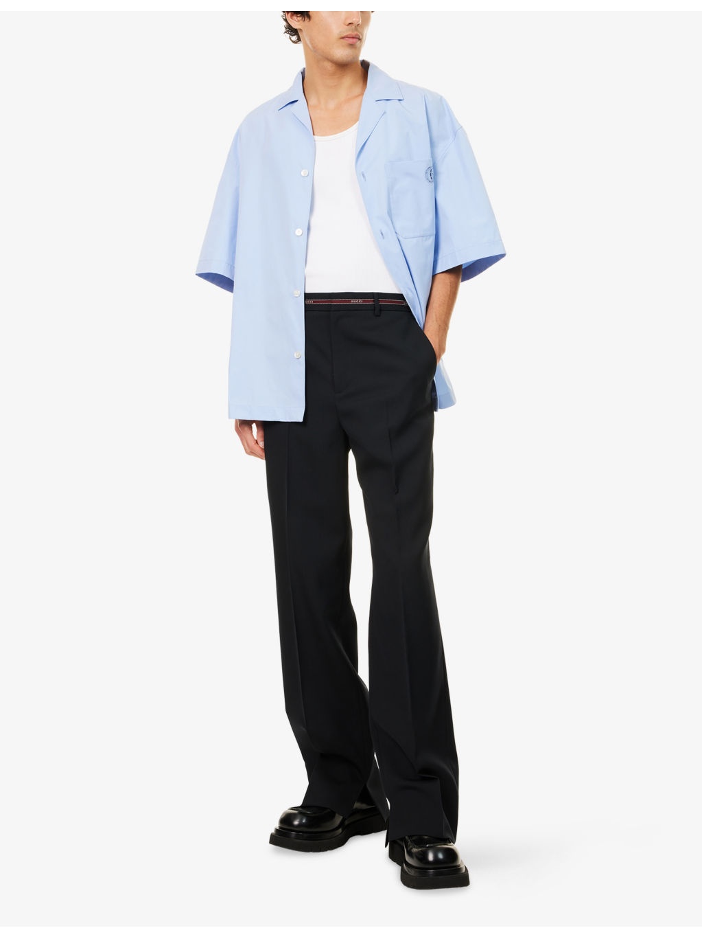 Logo-Waistband Straight-Leg Wool Trousers - 2