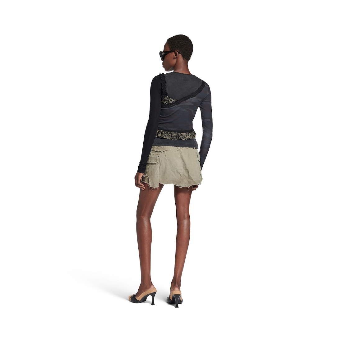 Women's Layered Asymmetric Top in Anthracite/black - 4