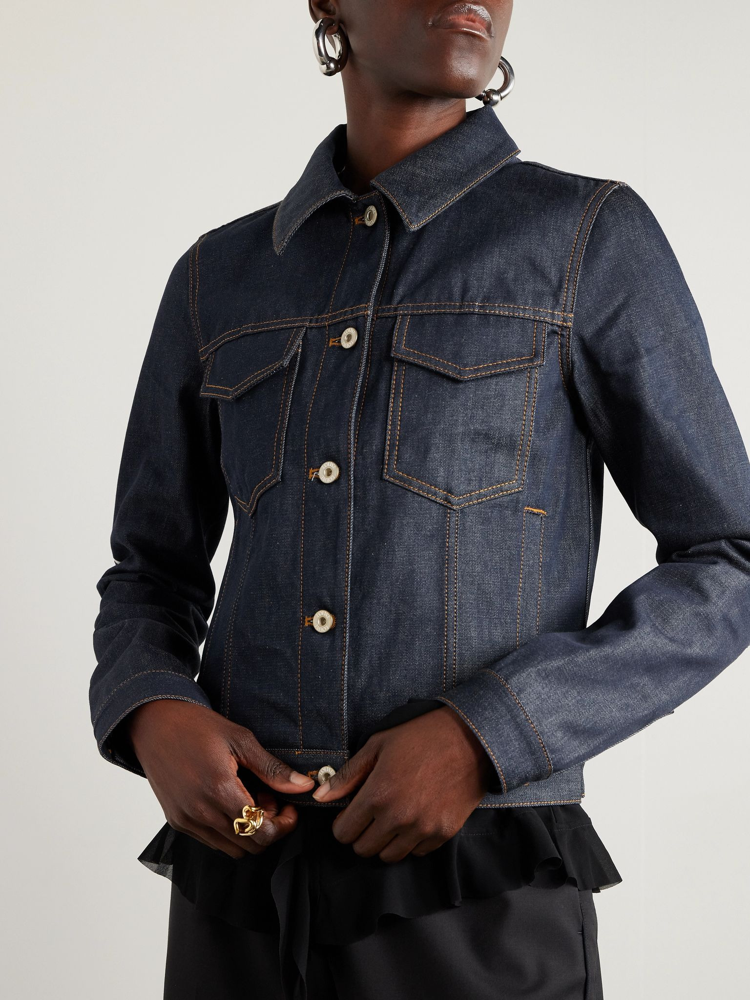 Anagram appliquéd denim jacket Blue - 3