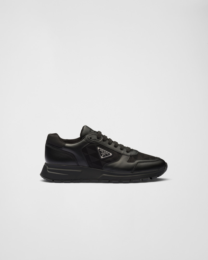 Prada Leather and Re-Nylon high-top sneakers outlook