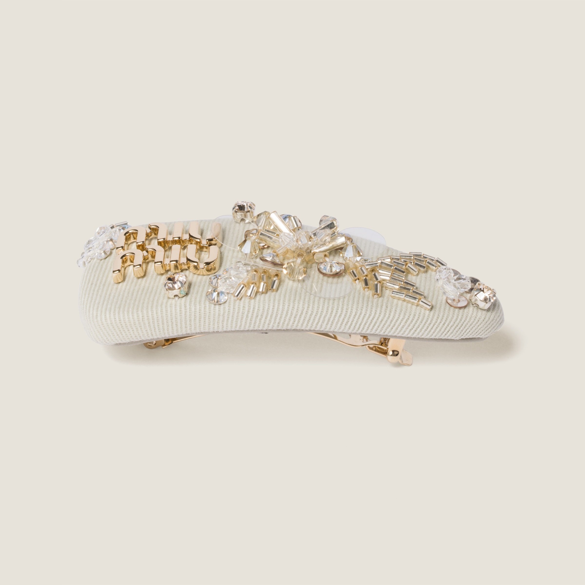 Embroidered gabardine hair clip - 2