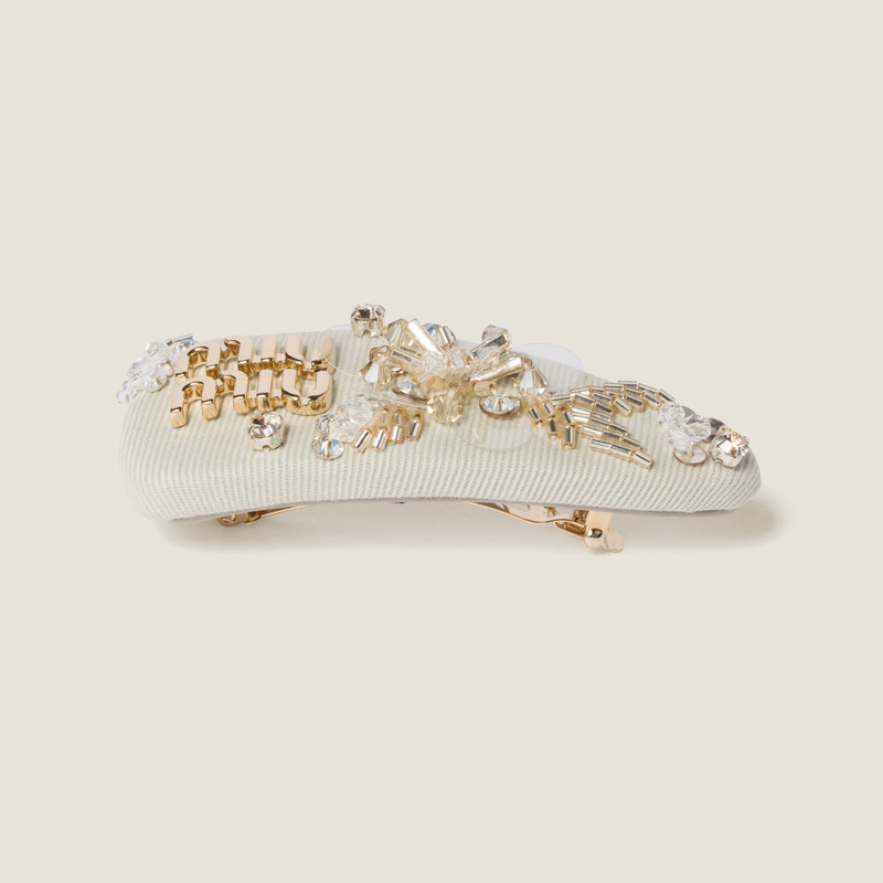 Miu Miu Embroidered gabardine hair clip outlook
