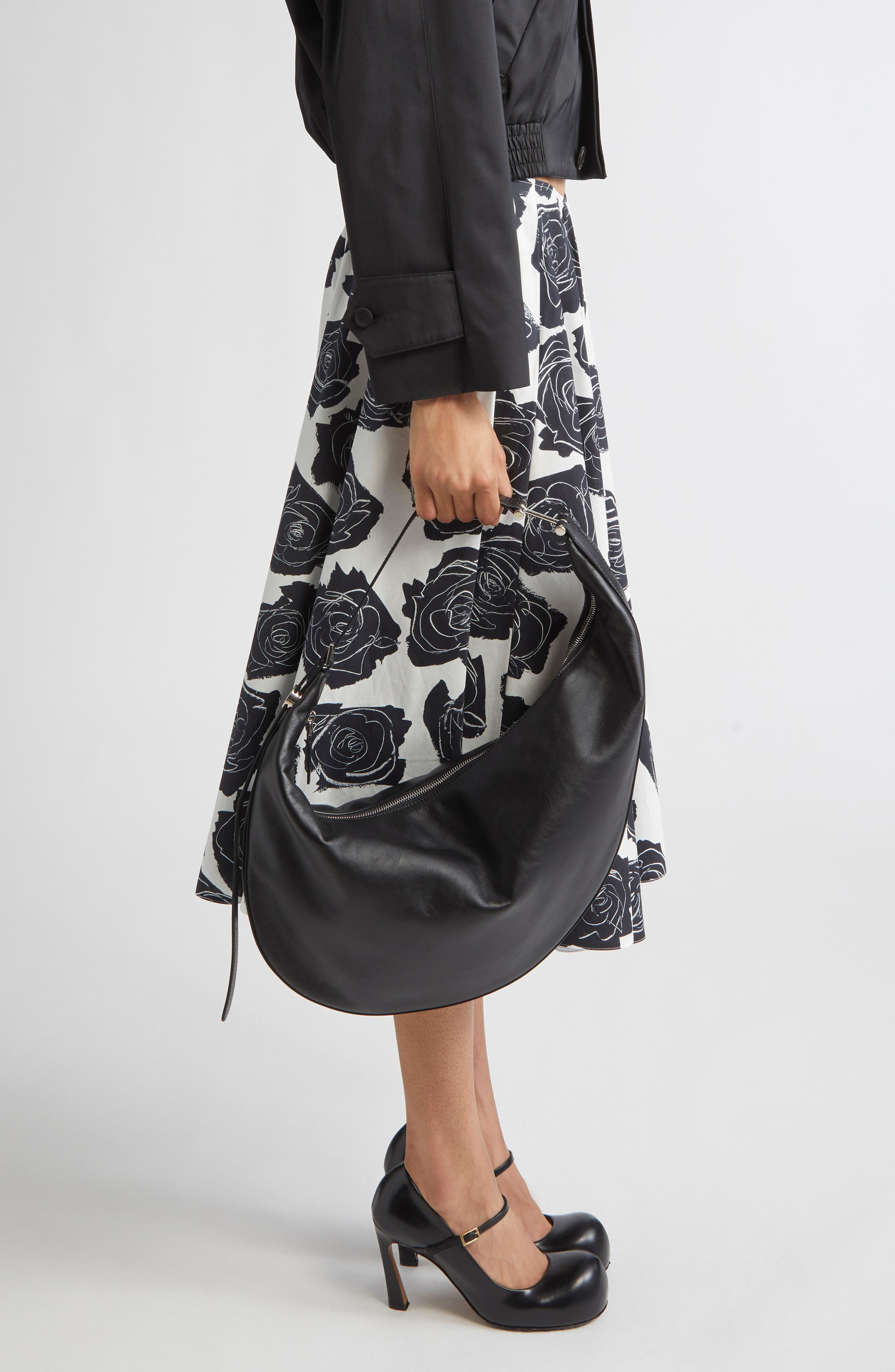 Marni Small Dot Leather Hobo Bag in 001 - 3