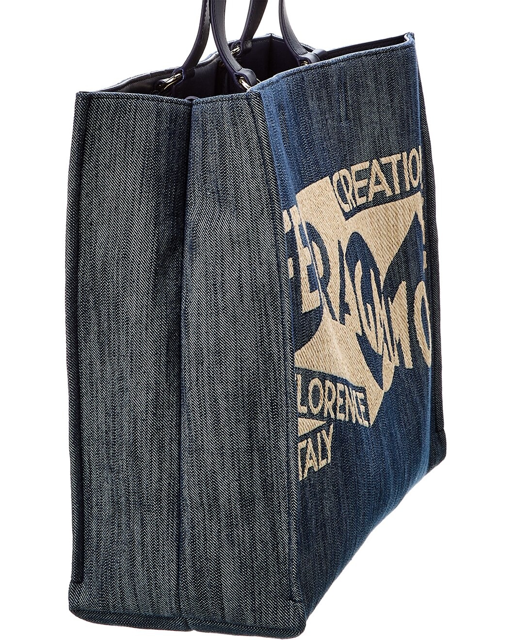Ferragamo Logo Large Denim & Leather Tote - 3