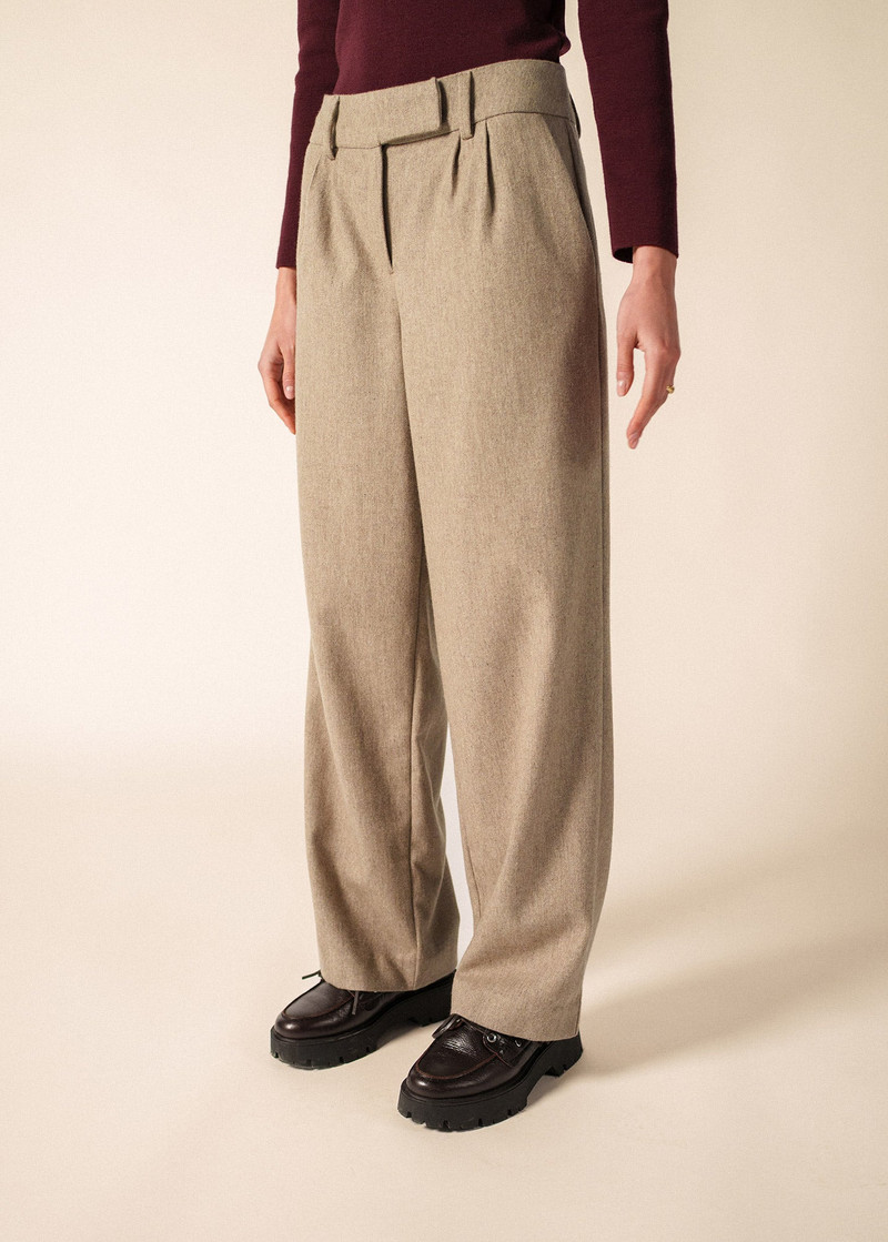 BIANCA HIVER Pleated Wool Flannel Pants 3