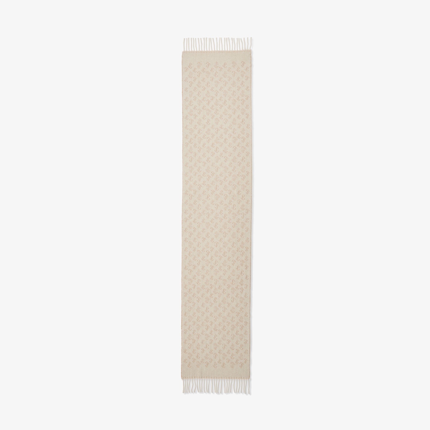 Belen
Latte Cashmere and Wool Scarf with JC Monogram Repeat Pattern - 2