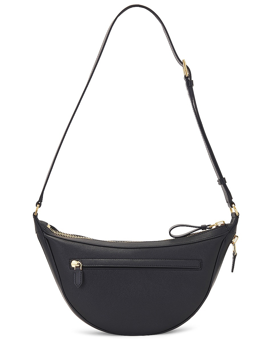 Smooth Grain Leather & Smooth Leather Zip Crescent Bag - 2