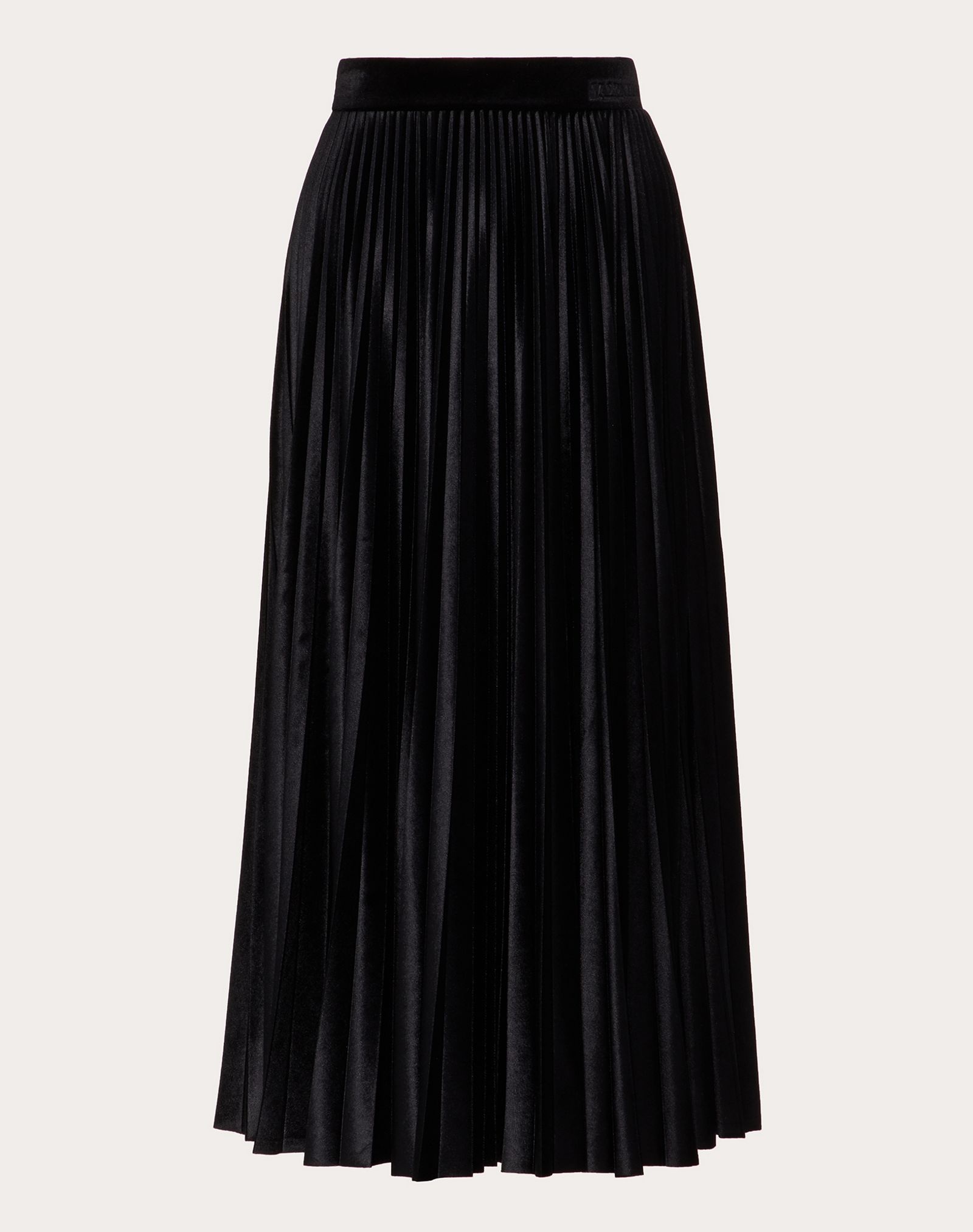 Pleated Jersey Velvet Skirt - 1