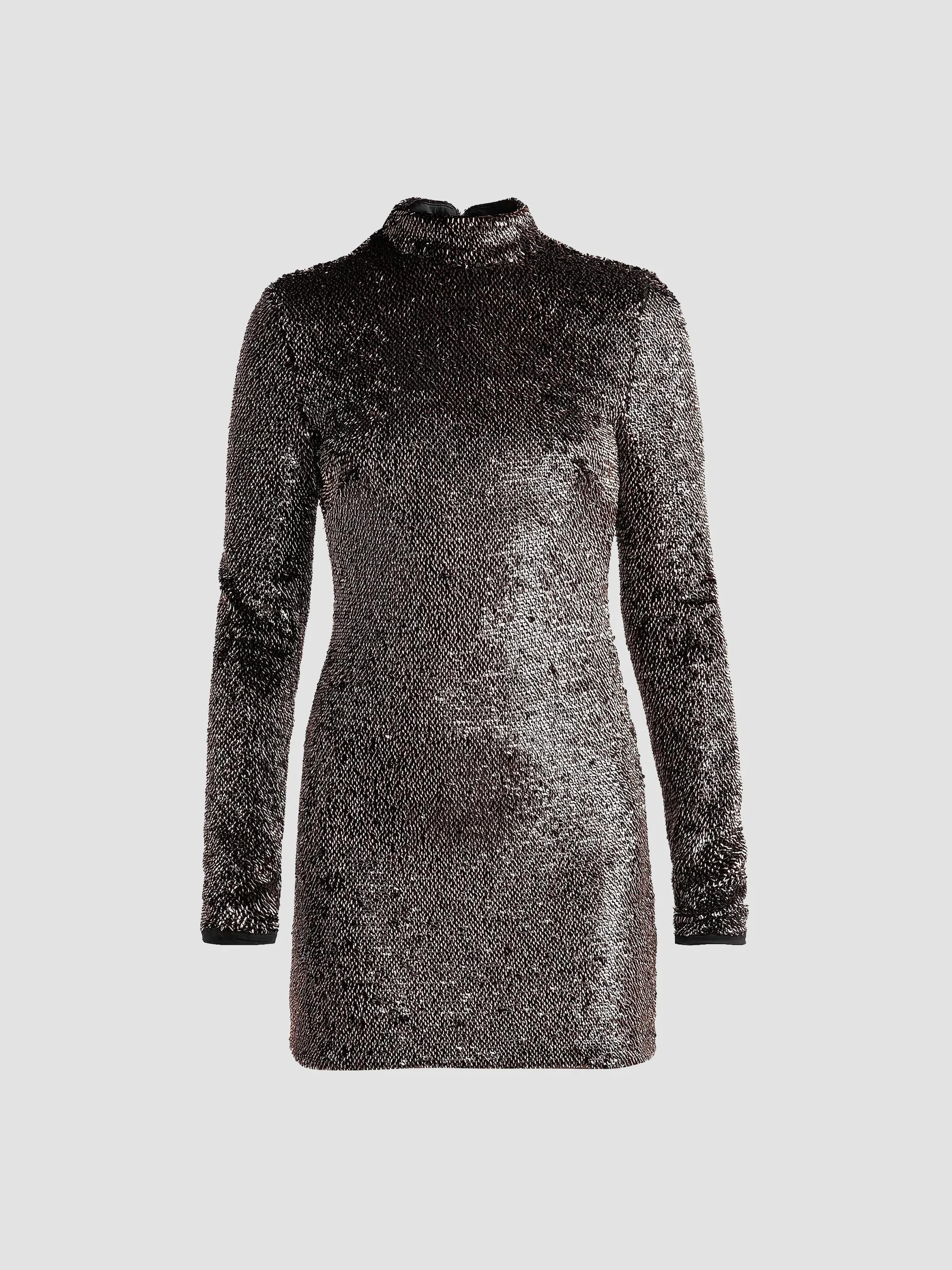Women's Sylee Textured-Knit Mock-Turtleneck Mini Dress - Copper Black - 1