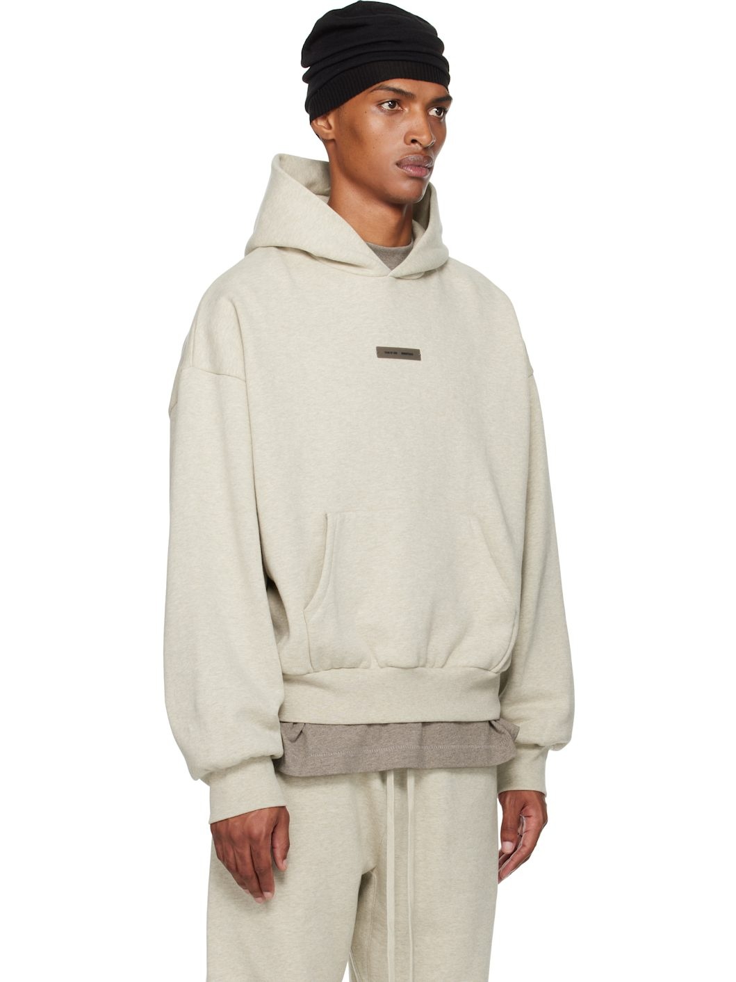 Beige Classic Fit Fleece Hoodie - 2