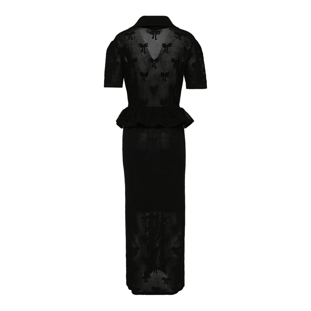 Black Bow Crochet Midi Dress - 2