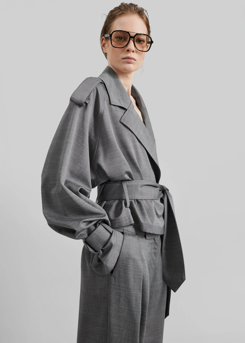 Simona Short Trench - Grey Melange 4