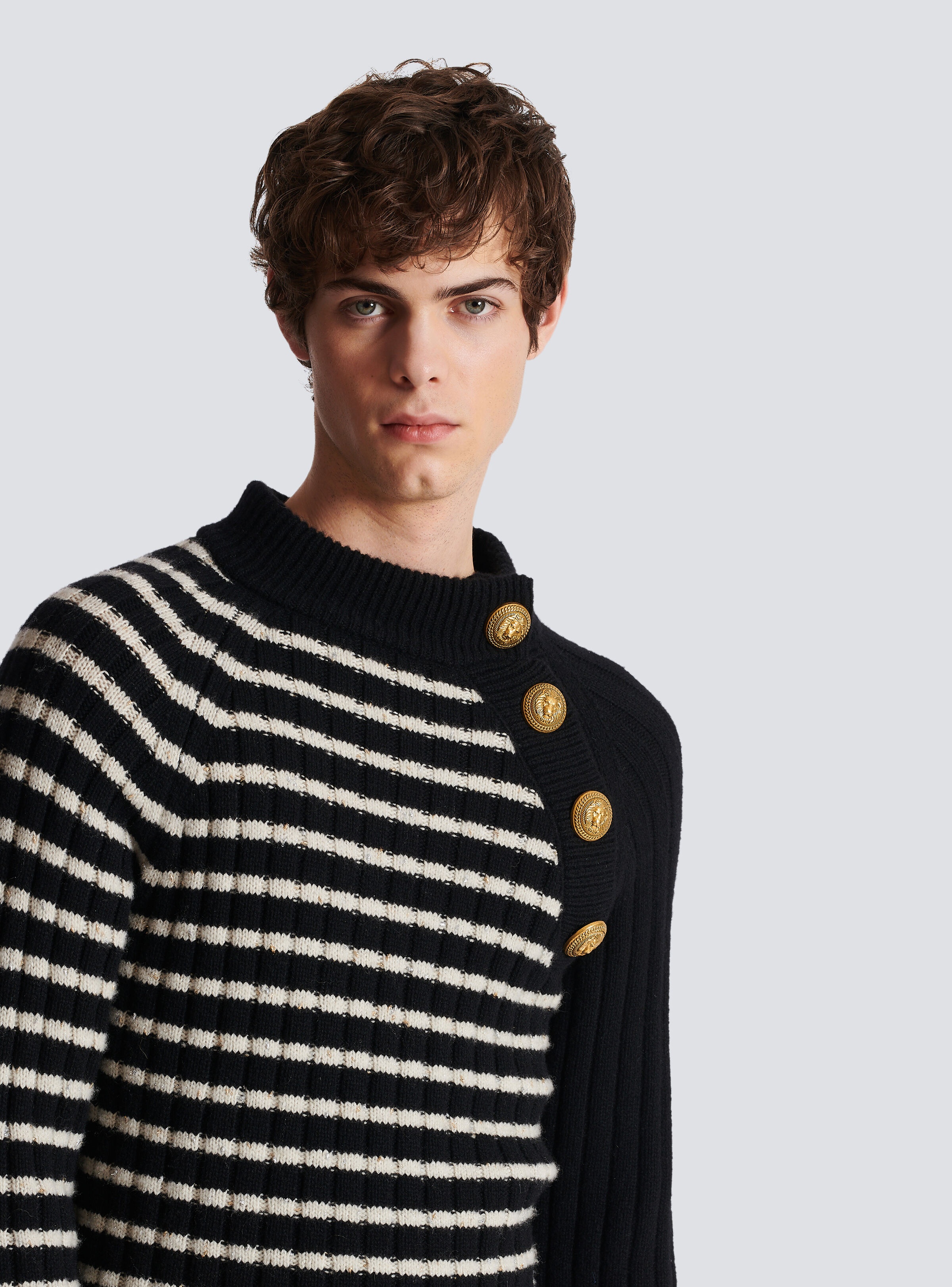 Striped jumper with golden buttons - 10