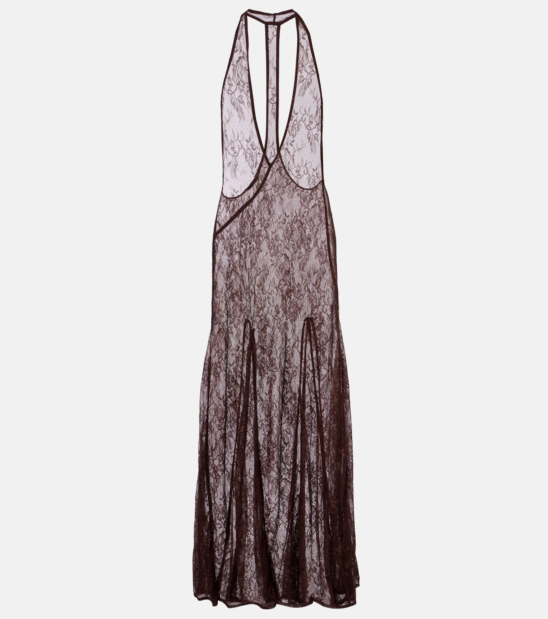 Open-back sheer lace maxi dress - 1
