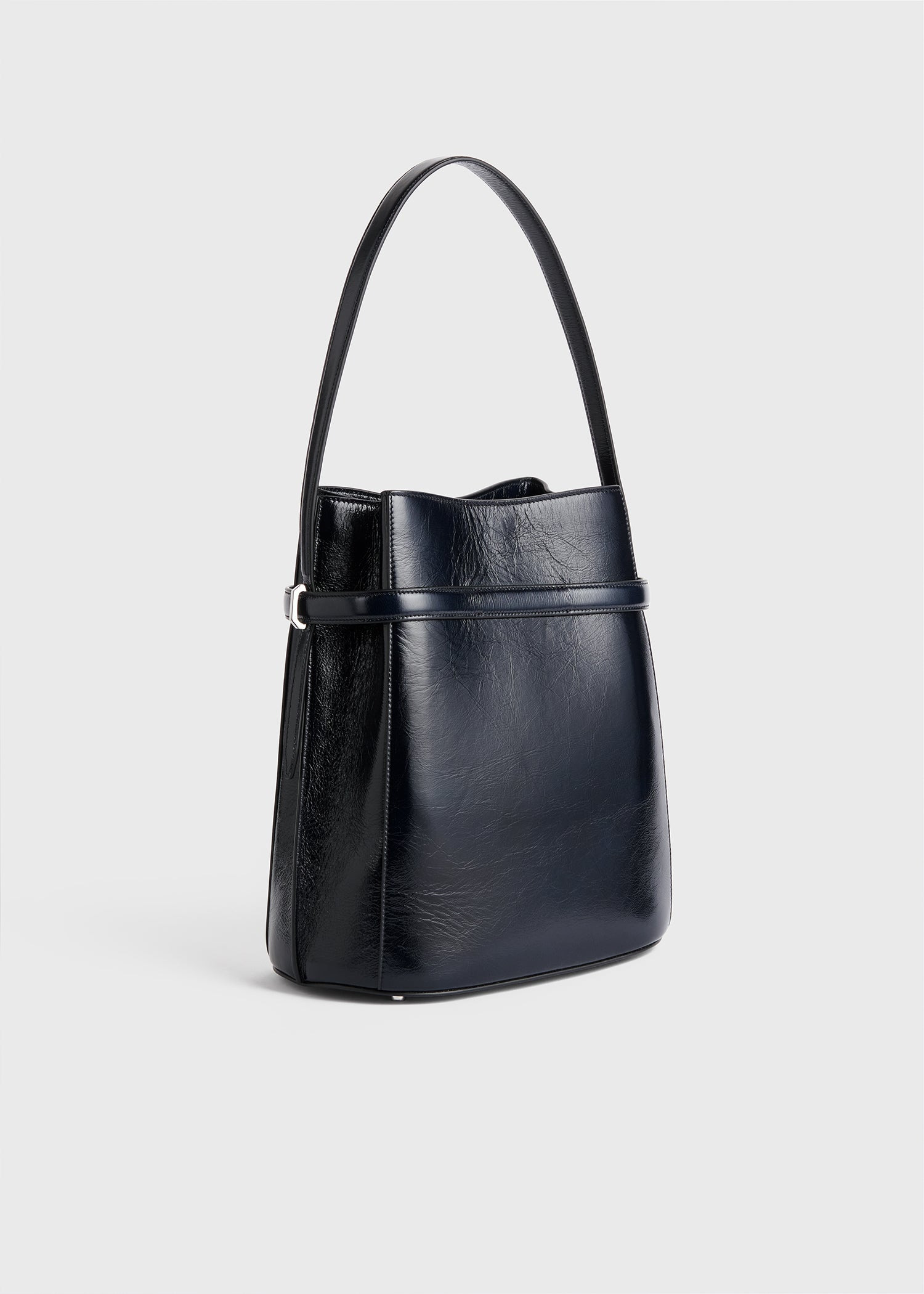 Belted Naplack bucket bag navy - 4