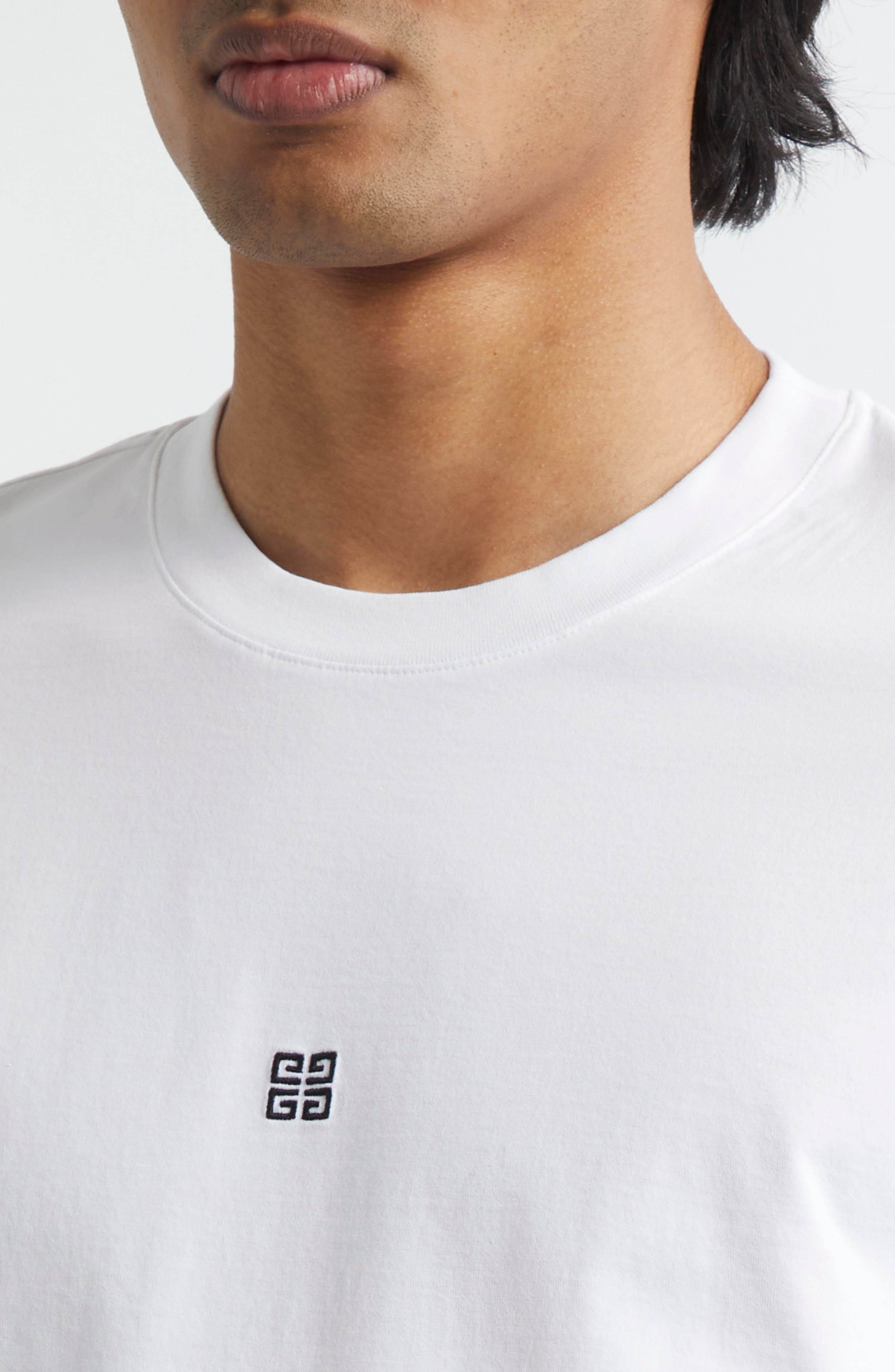 Givenchy Slim Fit 4G Embroidered Cotton T-Shirt in White at Nordstrom - 4