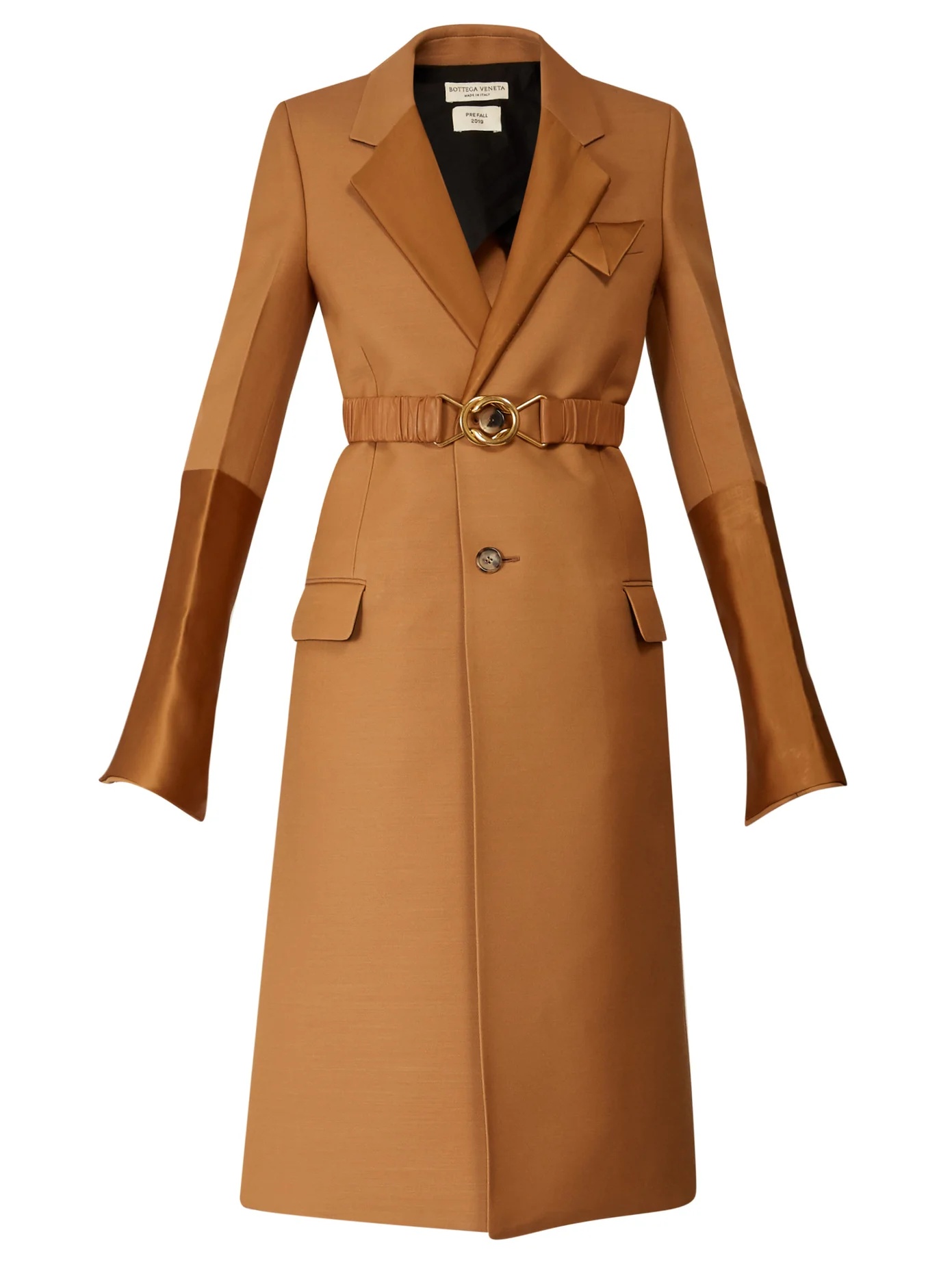 Contrast-panel belted single-breasted coat - 1