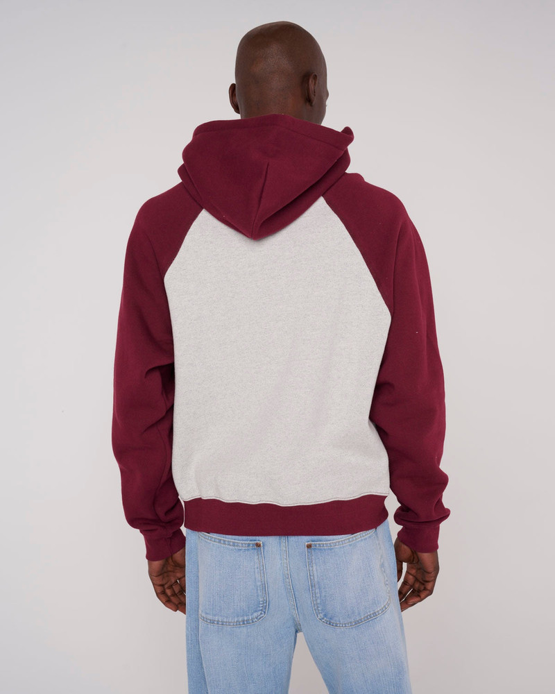 BRAIN DEAD Fleece Logo Head Raglan Hoodie - Oatmeal Maroon outlook